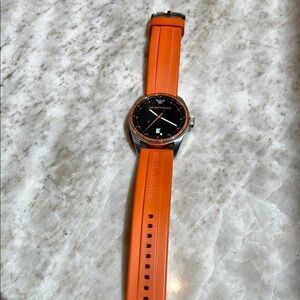 Emporio Armani Orange Black Vibrant Silicone Strap Men’s watch.